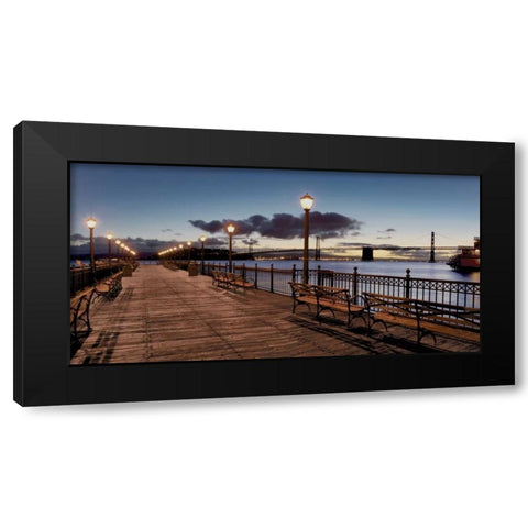 Broadway Pier Pano - 114 Black Modern Wood Framed Art Print with Double Matting by Blaustein, Alan