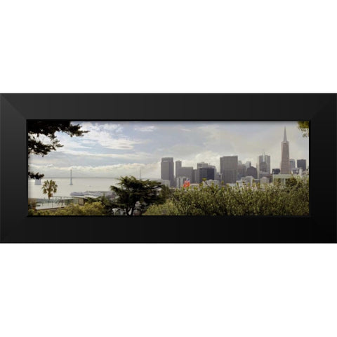 SF Skyline Pano - 110 Black Modern Wood Framed Art Print by Blaustein, Alan