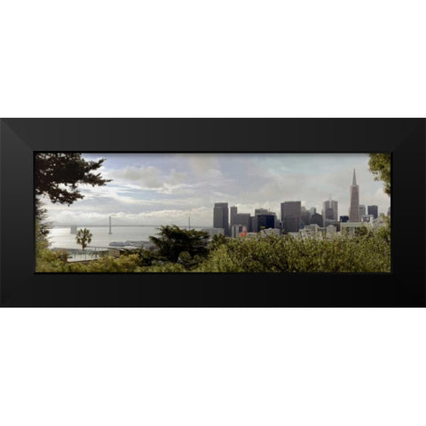 SF Skyline Pano - 109 Black Modern Wood Framed Art Print by Blaustein, Alan