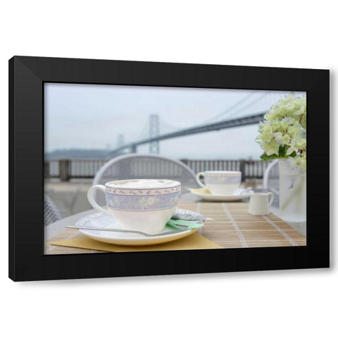 Dream Cafe Bay Bridge - 1 Black Modern Wood Framed Art Print with Double Matting by Blaustein, Alan