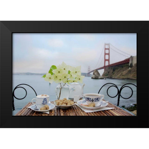 Dream Cafe Golden Gate Bridge - 15 Black Modern Wood Framed Art Print by Blaustein, Alan