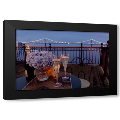 Dream Cafe Bay Bridge - 18 Black Modern Wood Framed Art Print with Double Matting by Blaustein, Alan