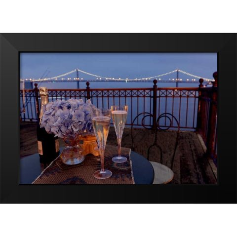 Dream Cafe Bay Bridge - 18 Black Modern Wood Framed Art Print by Blaustein, Alan