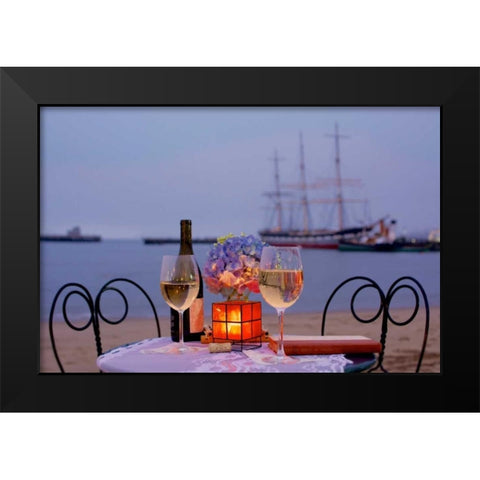 Dream Cafe Hyde St Pier - 34 Black Modern Wood Framed Art Print by Blaustein, Alan