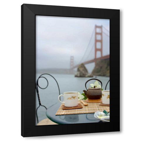 Dream Cafe Golden Gate Bridge - 42 Black Modern Wood Framed Art Print by Blaustein, Alan
