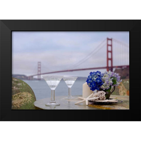 Dream Cafe Golden Gate Bridge - 63 Black Modern Wood Framed Art Print by Blaustein, Alan