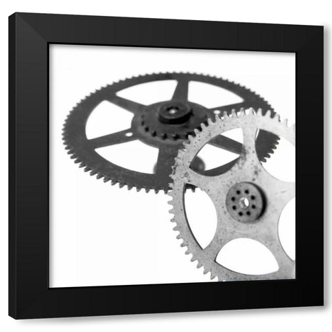 Retro- Gears - 1 Black Modern Wood Framed Art Print with Double Matting by Blaustein, Alan