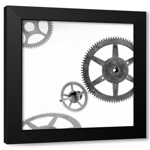 Retro- Gears - 2 Black Modern Wood Framed Art Print with Double Matting by Blaustein, Alan