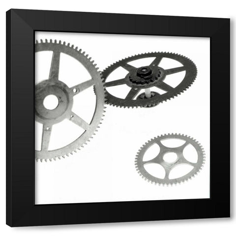 Retro- Gears - 3 Black Modern Wood Framed Art Print by Blaustein, Alan