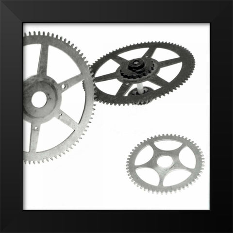 Retro- Gears - 3 Black Modern Wood Framed Art Print by Blaustein, Alan