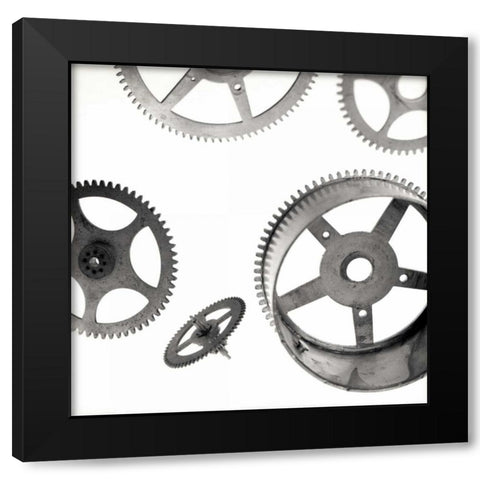 Retro- Gears - 4 Black Modern Wood Framed Art Print with Double Matting by Blaustein, Alan