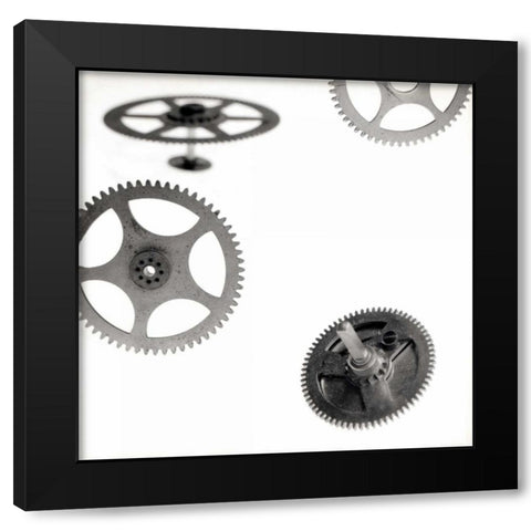 Retro- Gears - 5 Black Modern Wood Framed Art Print with Double Matting by Blaustein, Alan