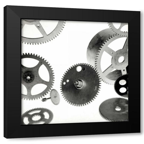 Retro- Gears - 6 Black Modern Wood Framed Art Print with Double Matting by Blaustein, Alan