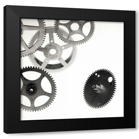 Retro- Gears - 7 Black Modern Wood Framed Art Print with Double Matting by Blaustein, Alan