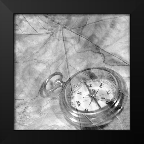 Retro- Compass Black Modern Wood Framed Art Print by Blaustein, Alan