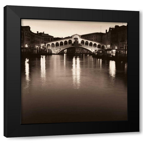 Ponte Rialto di Notte Black Modern Wood Framed Art Print with Double Matting by Blaustein, Alan