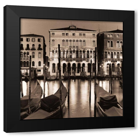 Il Gran Canale di Notte Black Modern Wood Framed Art Print with Double Matting by Blaustein, Alan