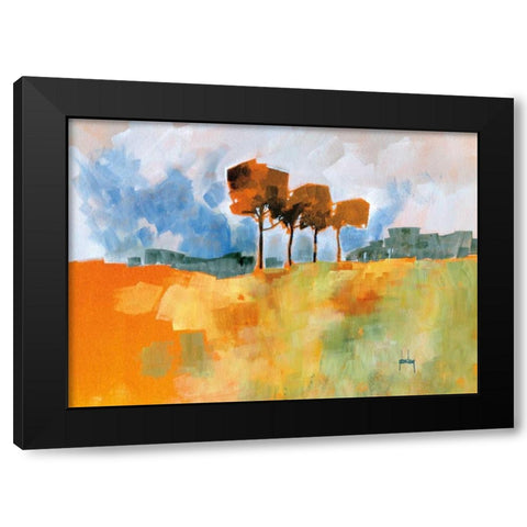 Four Trees Black Modern Wood Framed Art Print with Double Matting by Bailey, Paul