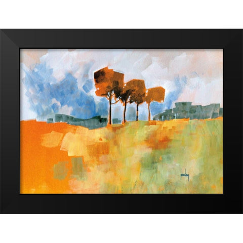 Four Trees Black Modern Wood Framed Art Print by Bailey, Paul