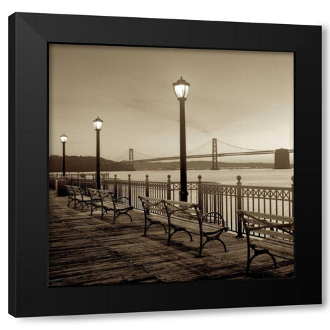 San Francisco Bay Bridge at Dusk Black Modern Wood Framed Art Print with Double Matting by Blaustein, Alan