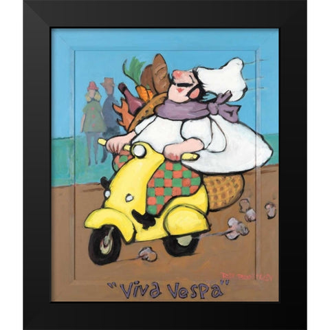 Viva Vespa Black Modern Wood Framed Art Print by Bentley, Robert Dewar