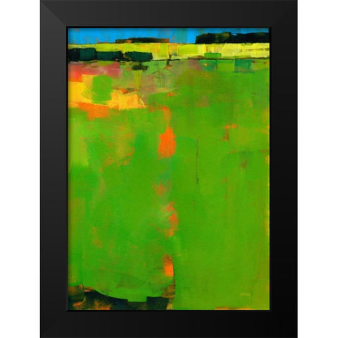 Green Field Black Modern Wood Framed Art Print by Bailey, Paul