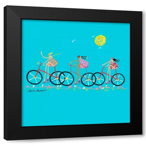 Tour de Girls Black Modern Wood Framed Art Print with Double Matting by Benchetrit, Caroline