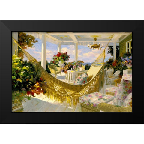 Porches and Patios Black Modern Wood Framed Art Print by Benjamin
