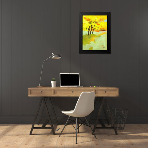 Autumn Trio Black Modern Wood Framed Art Print by Bailey, Paul