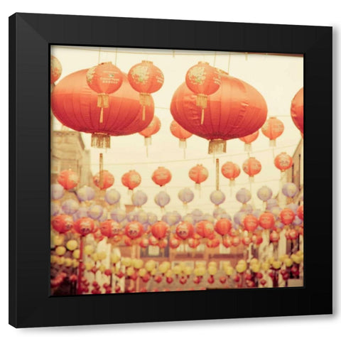 Chinese Lanterns Black Modern Wood Framed Art Print with Double Matting by Bevan, Keri
