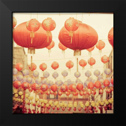 Chinese Lanterns Black Modern Wood Framed Art Print by Bevan, Keri