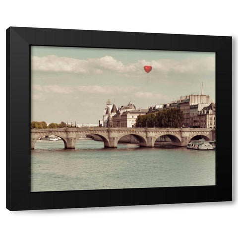Paris Bridges Black Modern Wood Framed Art Print with Double Matting by Bevan, Keri