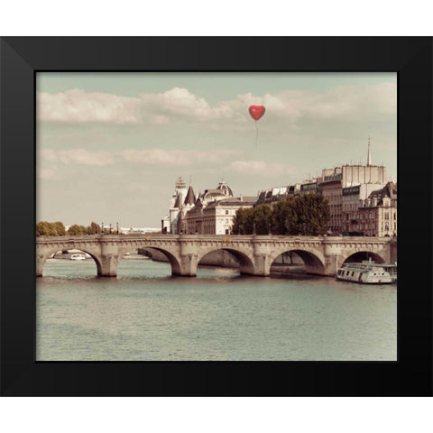 Paris Bridges Black Modern Wood Framed Art Print by Bevan, Keri