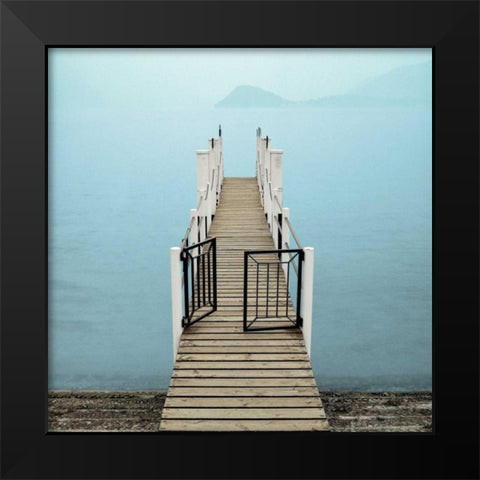 Morning Harbor Launch Black Modern Wood Framed Art Print by Blaustein, Alan