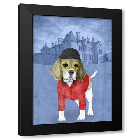 Beagle with Beaulieu Palace Black Modern Wood Framed Art Print with Double Matting by Barruf