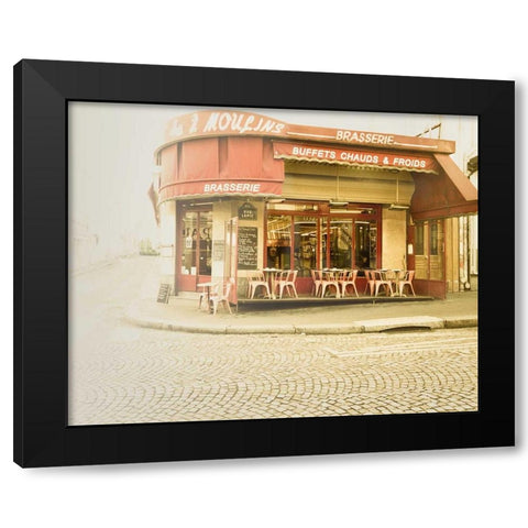 Paris Brasserie Black Modern Wood Framed Art Print with Double Matting by Bevan, Keri