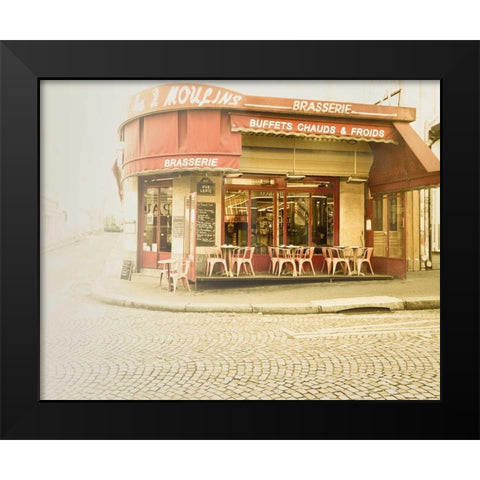 Paris Brasserie Black Modern Wood Framed Art Print by Bevan, Keri
