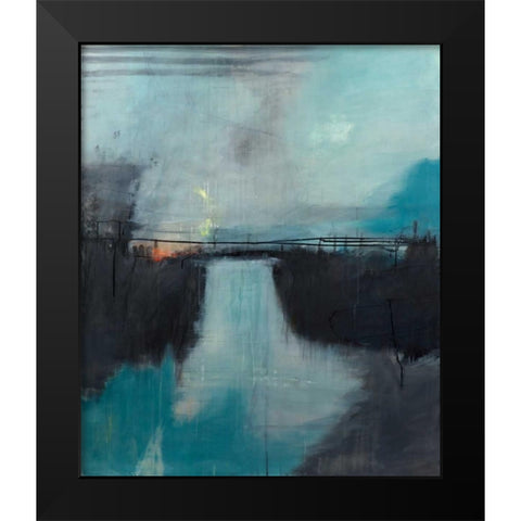 Lake Anywhere Black Modern Wood Framed Art Print by Brix, Sidsel