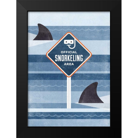 Official Snorkeling Area Black Modern Wood Framed Art Print by Beer, Hannes