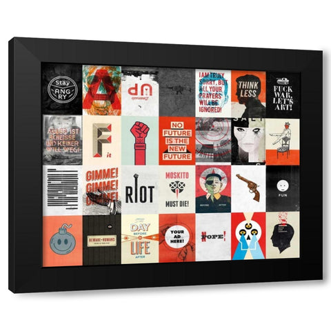 War Religion Government Black Modern Wood Framed Art Print by Beer, Hannes