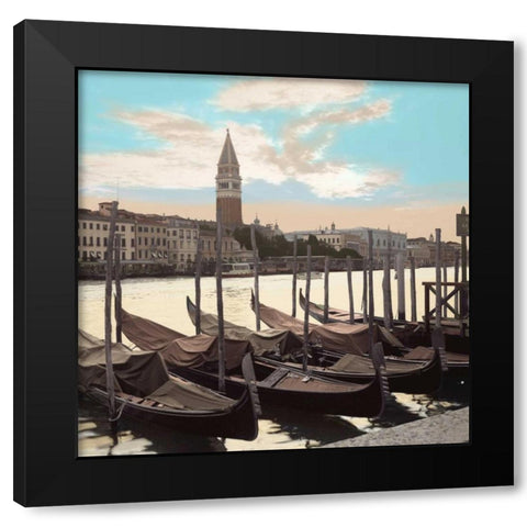 Campanile Vista with Gondolas Black Modern Wood Framed Art Print with Double Matting by Blaustein, Alan
