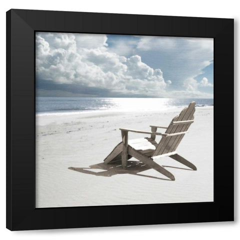 Solitary Beach Chair Black Modern Wood Framed Art Print by Bay, Noah