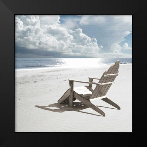 Solitary Beach Chair Black Modern Wood Framed Art Print by Bay, Noah