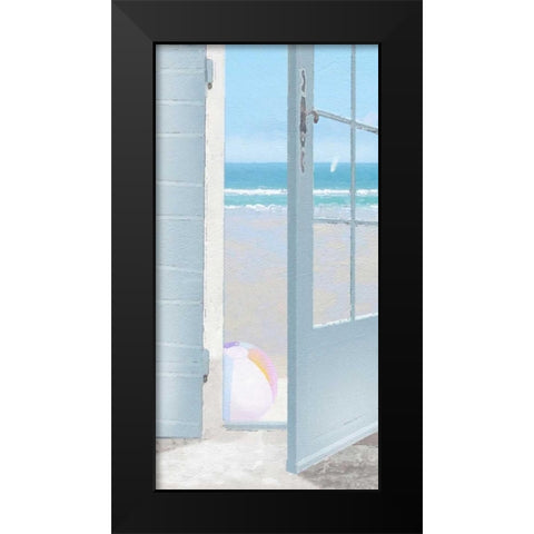 Beach Ball Black Modern Wood Framed Art Print by Bay, Noah