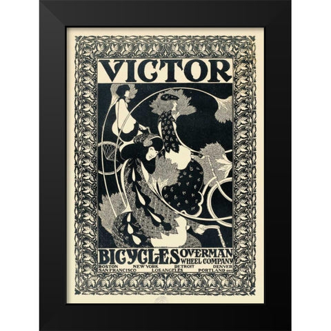 Victor Bicycles - vertical - monochrome Black Modern Wood Framed Art Print by Bradley, William Henry