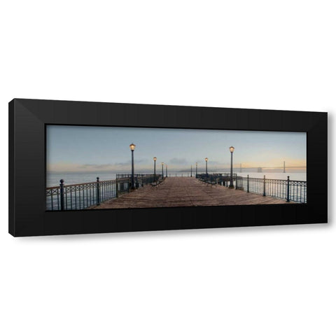 Pier with Bay Bridge Vista Black Modern Wood Framed Art Print with Double Matting by Blaustein, Alan