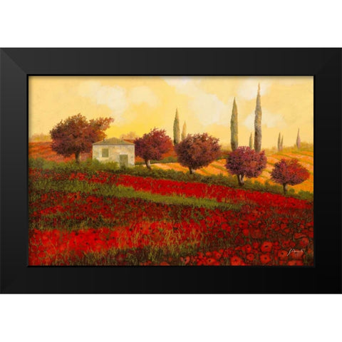 Papaveri Toscana II Black Modern Wood Framed Art Print by Borelli, Guido