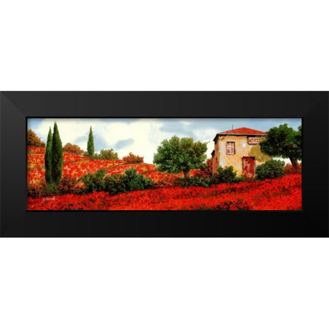 I Papaveri Sulle Colline Black Modern Wood Framed Art Print by Borelli, Guido