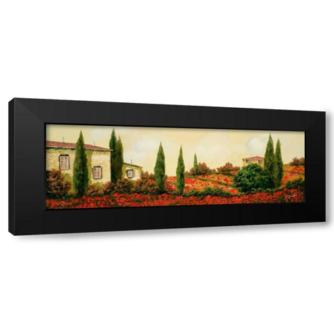 Tre Case Tra I Papaveri Black Modern Wood Framed Art Print with Double Matting by Borelli, Guido