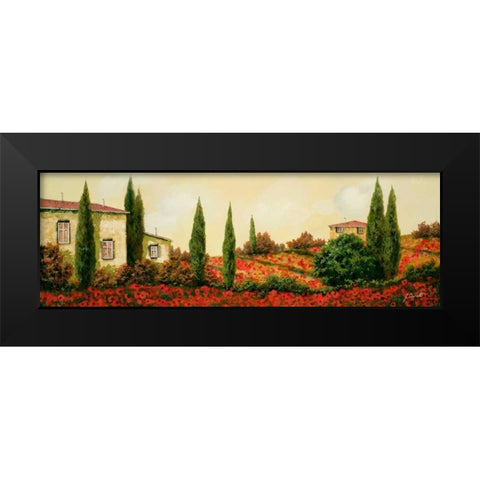 Tre Case Tra I Papaveri Black Modern Wood Framed Art Print by Borelli, Guido